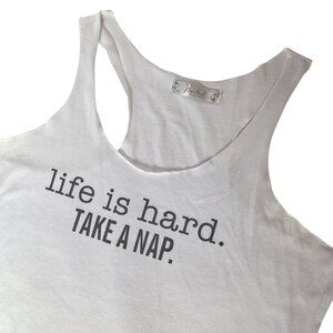 Life is Hard Take a Nap White Racerback Tank Top Women's